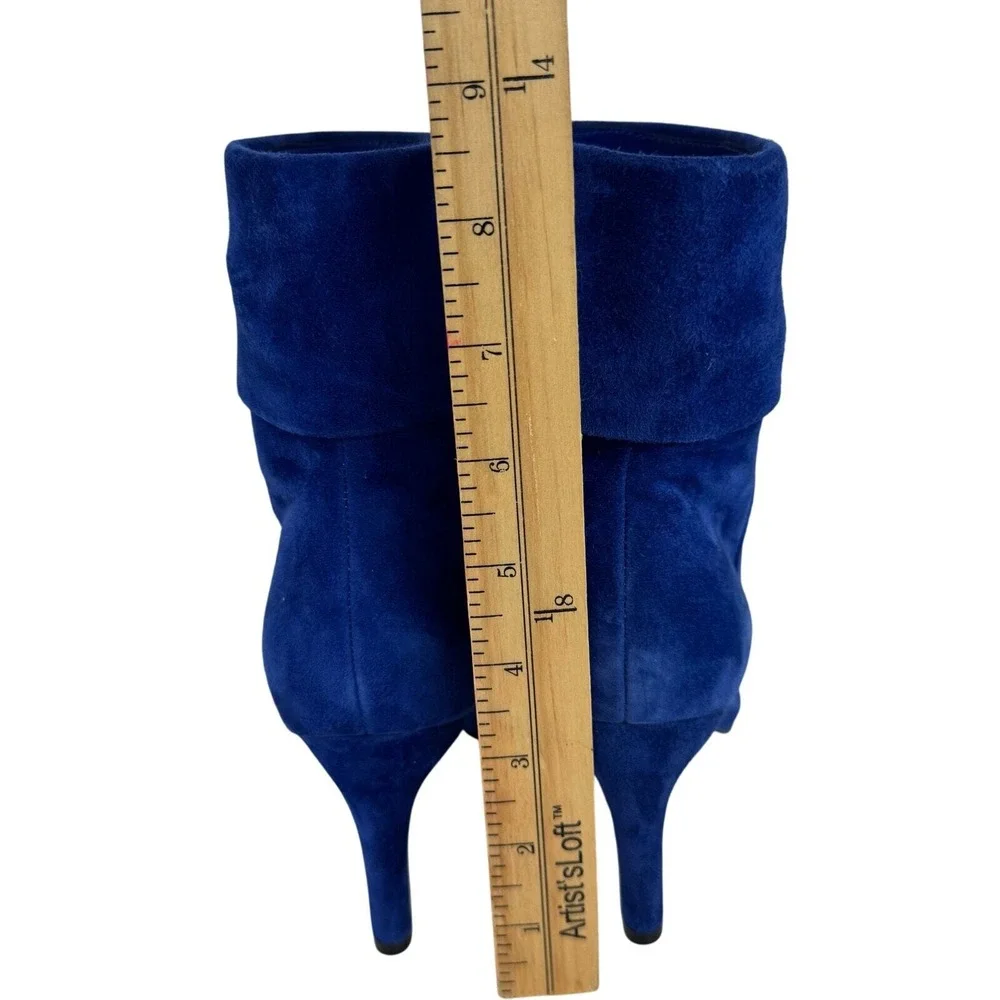 Nine West Gemms Blue Fold Over Pointed Toe Booties Size 6 NWOB